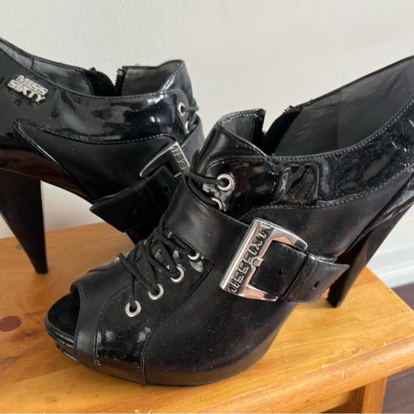 Miss Sixty Peep Toe Buckle Lace Up Heels - Picture 3 of 4